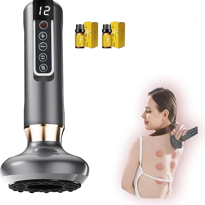 VHV Handheld Cellulite Massager Tool- Cupping Therapy Set, Elouris Cellulite Tool、Rechargeable Scraping and Cupping Machine,12-Level Adjustable Cupping kit for Massage Therapy、Cupping Machine.(Grey)-Ruum Studio Home