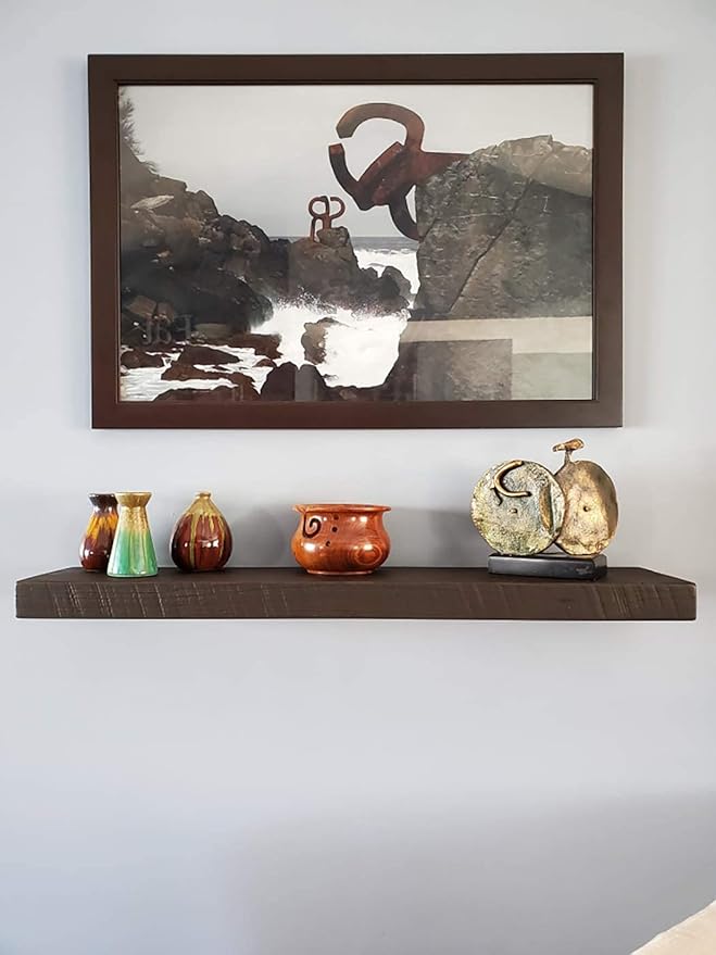 Joel's Antiques 54 Inch Wooden Floating Shelves for Wall - 54x8x2 in - Made of Natural Wood - Long Heavy Duty Wall Shelves - Made in USA NO TARIFFS - Perfect for Living Room, Kitchen - Mocha-Ruum Studio Home