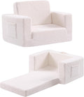 Toddler Chair Sherpa Kids Couch, 2-in-1 Soft Kids Sofa Lounger for Bedroom, Convertible Couch for Girls and Boys, Reading Chair, Beige-Ruum Studio Home