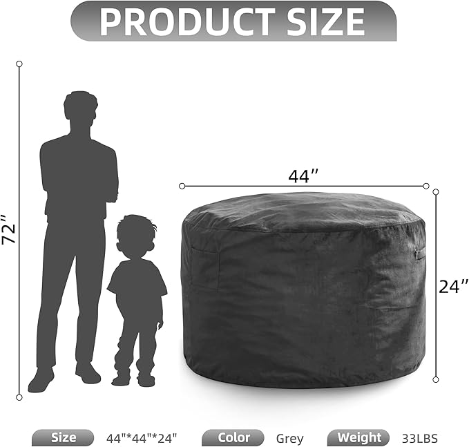 Hobestluk 4FT Bean Bag Chair Giant Bean Bag Chairs for Adults Large Bean Chairs with Removable Cover, Beanbag Chair with Filler, Adult Bean Bag Chairs for Living Room, Bedroom-Ruum Studio Home