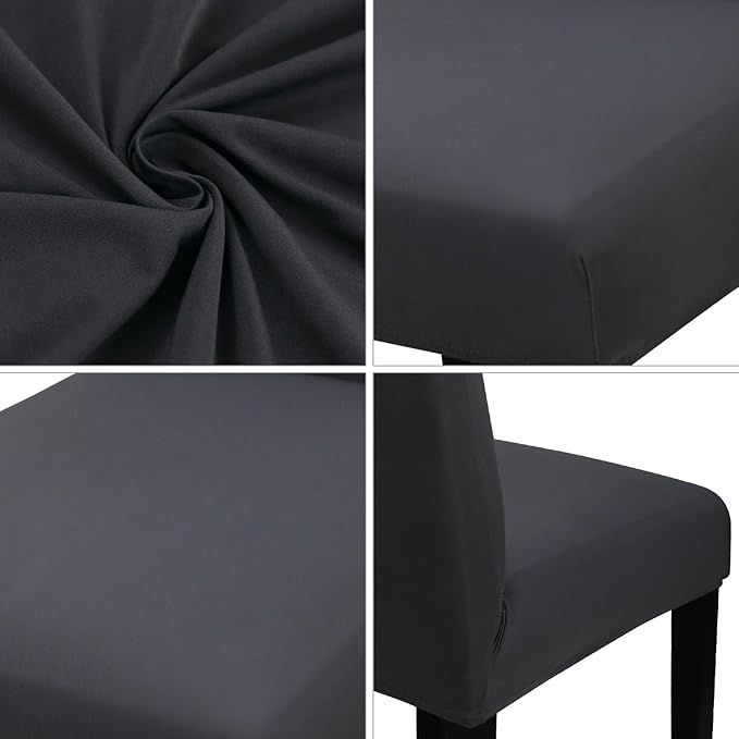 JQinHome Dining Room Chair Covers Set of 8, High Stretch Chair Slipcover Removable Washable Chair Seat Protector Cover for Home Party Hotel Wedding Ceremony (Grey)