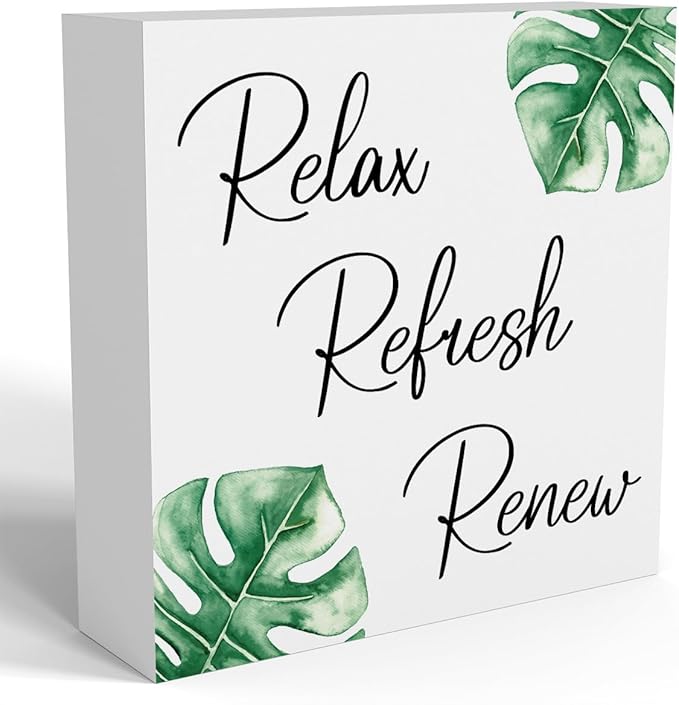 Boho Bathroom Decor, Funny Bathroom Decor, Funny Bathroom Wall Art, Black and White Bathroom Decor, Bathroom Decor for Shelves, Wooden Box Decor Sign for Home Farmhouse Office Living Room Table Shelf-Ruum Studio Home