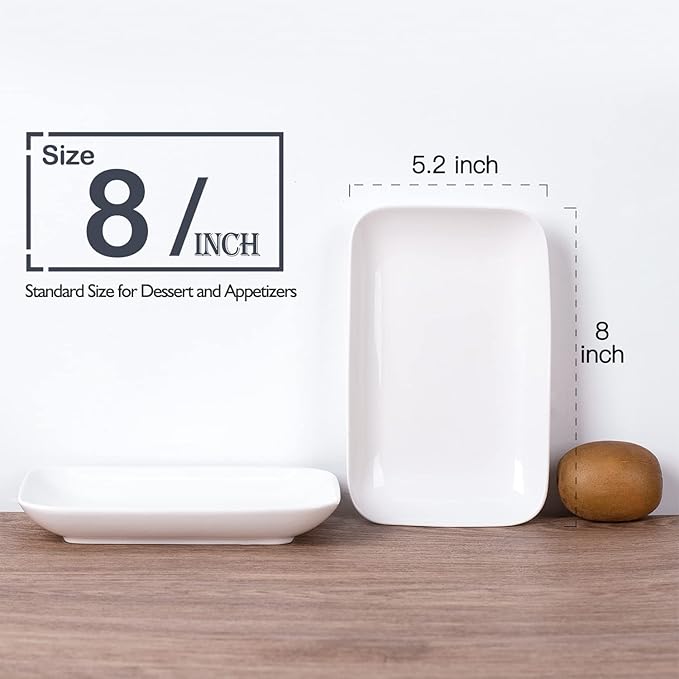 DELLING 8in White Rectangular Serving Plates-Large Serving Platter Set Salad Plates - Big Serving Trays for Parties Meat, Sushi, Dinner Plate Oven Safe Dinnerware Set of 3-Ruum Studio Home