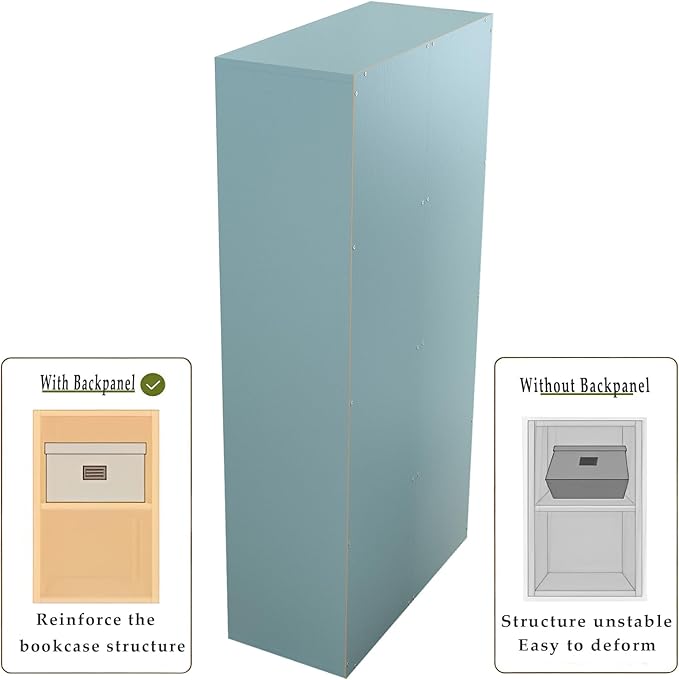 8-Cube Storage Shelf Bookcase - Wooden 4-Tier Floor Standing Open Bookshelf, Modern TV Stand up to 55 Inchs for Home and Office, Light Blue-Ruum Studio Home