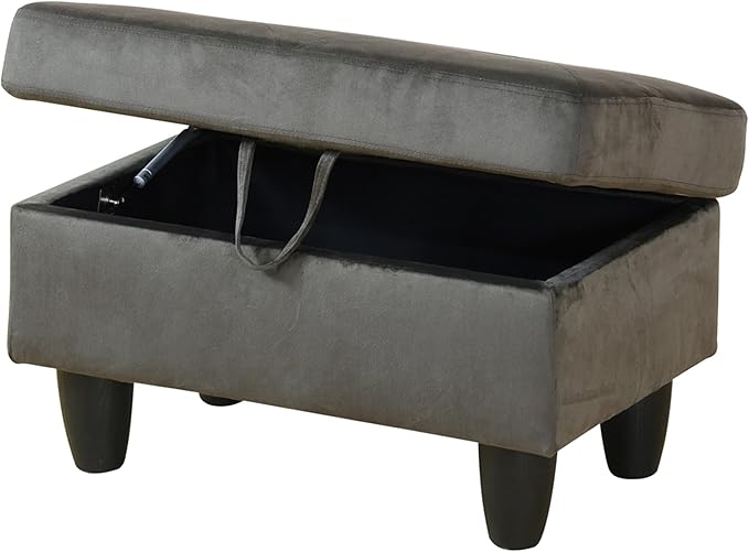 Ottoman Rectangular Storage Ottoman Bench, Flannel Footrest Stool Footstool with Lid for Living Room, Bedroom, Entryway, Brown, 28.5"x19"x17.5"-Ruum Studio Home