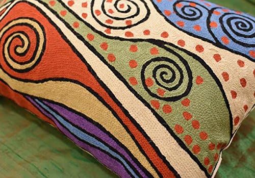 Lumbar Rust Klimt Contemporary Throw Pillows | Modern Pillow Cases | Abstract Pillows | Modern Accent Pillow | Rust Mid Century Chair Cushions | Handmade Cushion | Wool Size 14x20-Ruum Studio Home