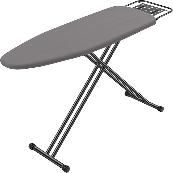 Full Size Ironing Board 47" X 15" with Heat Resistant Cover and Thicken Felt Pad, Safety Iron Rest, Anti-Skid Feet, Height Adjustable, Heavy Duty-Ruum Studio Home
