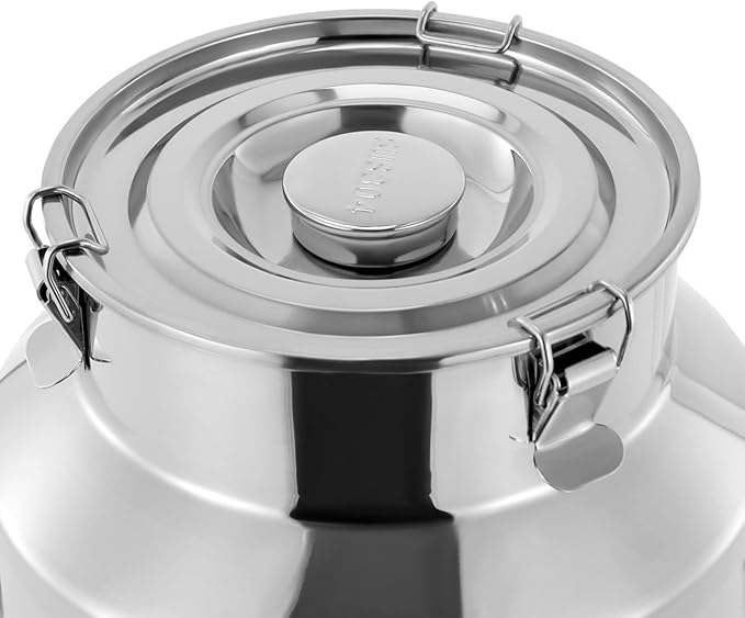 304 Food-Grade Stainless Steel Ice Bucket with Lid, 28L/7.4Gallon Good Sealing Storage Canister Milk Bucket Milk Can for Coffee, Tea, Water, Milk, Soup-Ruum Studio Home