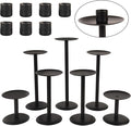 Set of 7 Metal Black Candle Holders, Assemblable Pillar and Taper Candlesticks, Halloween Fall Thanksgiving Day Dining Table Centerpieces Decor, Mantle Fireplace Candle Sticks Decorations-Ruum Studio Home
