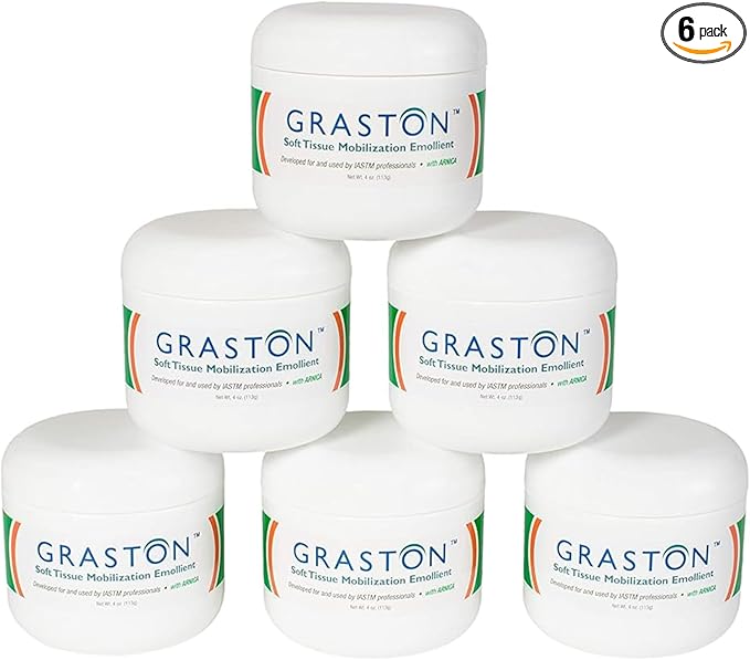 Graston Technique Arnica Soft Tissue Emollient - 4oz Jar Pro-Grade Therapy Cream for IASTM, Massage, Relief and Recovery, 6-Pack-Ruum Studio Home