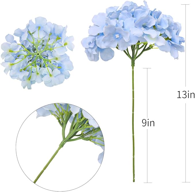 Tifuly Hydrangea Artificial Flowers -12 pcs Realistic Fake Hydrangea Silk Flowers with Stems Faux Hydrangea Flowers Heads for Office Home Party Wedding Centerpiece DIY Floral Decor(Sky Blue)-Ruum Studio Home