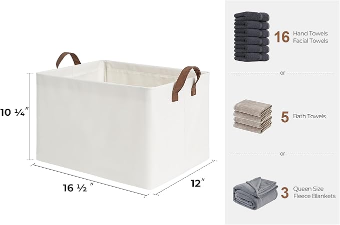 StorageWorks Storage Bins, Fabric Storage Bins for Shelves, Large Storage Baskets with Metal Frame, Closet Baskets and Bins with Handles, Beige, 2-Pack-Ruum Studio Home