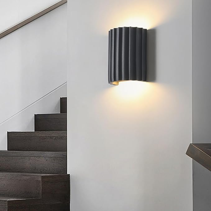 LightInTheBox Modern LED Wall Sconce Minimalist Resin Wall Light Nordic Style Half-Cylinder Tree Root Desgin Up and Down Light for Stairs Hallway Bedroom (Grey)-Ruum Studio Home