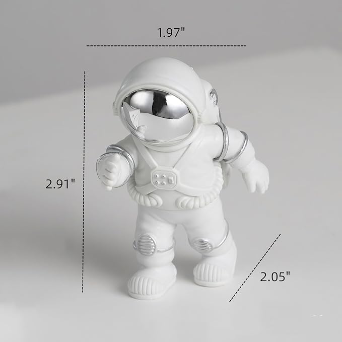 3 Pcs Silver White Astronaut Statues Set, Spaceman Sculpture Figurines Home Ornament Cake Toppers Gift-Ruum Studio Home