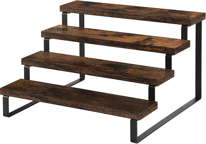 YINMIT Wooden Display Riser Stand, Tiered Perfume and Cologne Organizer Stand, 4 Tier Spice Rack Organizer, Rustic Display Shelf for Candles (4 Tier)-Ruum Studio Home