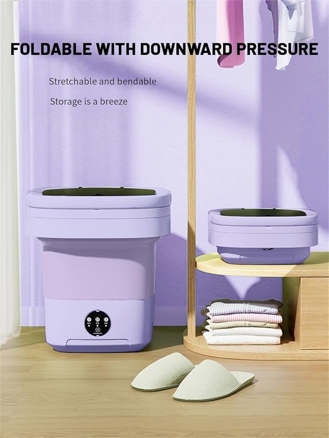 Portable Washing Machine, Mini Washer,16L Upgraded Large Capacity Foldable Washer.Deep Cleaning of Underwear, Baby Clothes and Other Small Clothes.Suitable for Apartments, Dormitories, Hotels.(Purple)-Ruum Studio Home