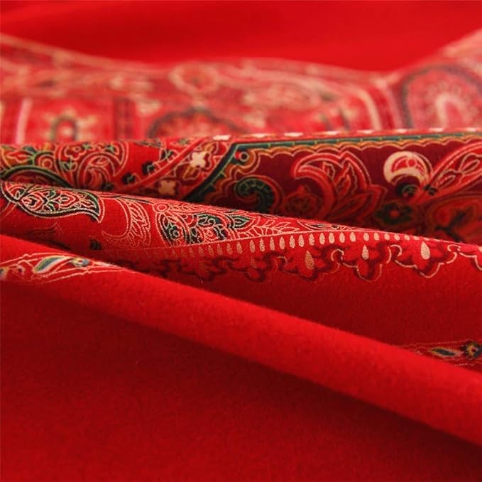 ABREEZE Twin Duvet Covers, Bohemian Retro Bedding Set, Coloful Mandala Down Comforter Cover, Boho Floral Style Quilt Cover, 100% Brushed Cotton, 1 Duvet Cover and 2 Pillow Shams,Red-Ruum Studio Home