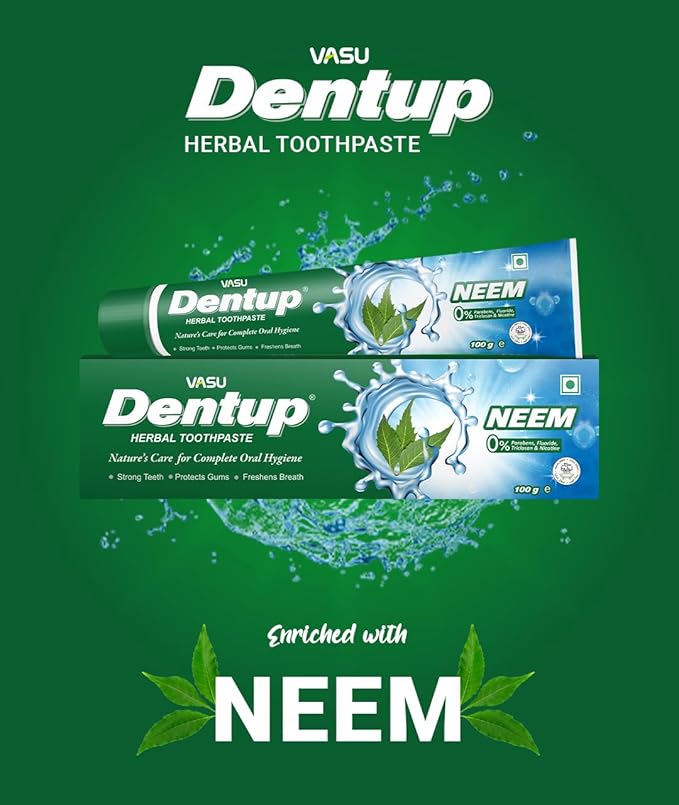 Vasu Dentup Herbal Neem Toothpaste | Ayurvedic Gum Care Toothpaste for Cavity Protection, Gum Strength, Fresh Breath | Fluoride-Free Natural Oral Care – 100g Each (Pack of 2)-Ruum Studio Home