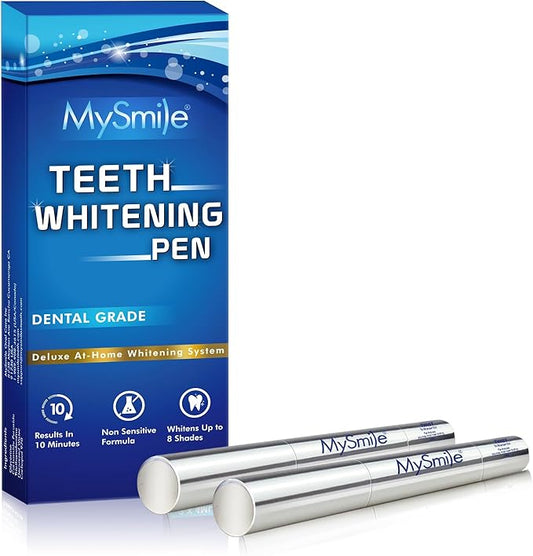MySmile Teeth Whitening Pen 30+ Treatment Enamel Safe Tooth Whitening Gel for Teeth Sensitive-10 Min Fast Whitening Teeth-Helps to Remove Stains from Coffee, Smoking, Wines-Mint Flavor-Ruum Studio Home