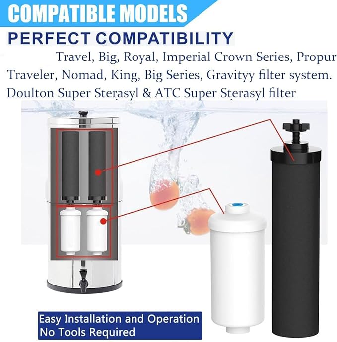 Water Filter Replacement Compatible with Berkey® Gravity Filter Filtration System, NSF/ANSI 42 Certified 4 Black Filters and 4 Fluoride Filters PF2 for Travel, Big, Royal Series-Ruum Studio Home