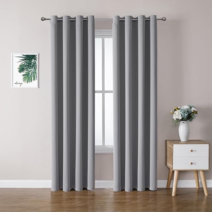 ChrisDowa Blackout Curtains 102 Inches Long 2 Panels Set for Living Room, Grommet Thermal Insulated Room Darkening Curtains for Bedroom (Light Grey, 52 x 102 Inch)-Ruum Studio Home