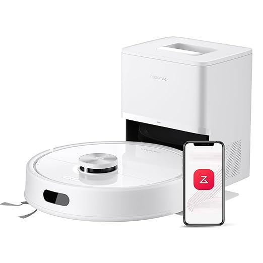 roborock Q7 M5+ Robot Vacuum and Mop, Upgraded from Q5 Max+, 7 Weeks Self-Emptying, 10000Pa Suction, Dual Anti-Tangle System, for Pet Hair & Carpet, PreciSense LiDAR Navigation, App Control, White-Ruum Studio Home