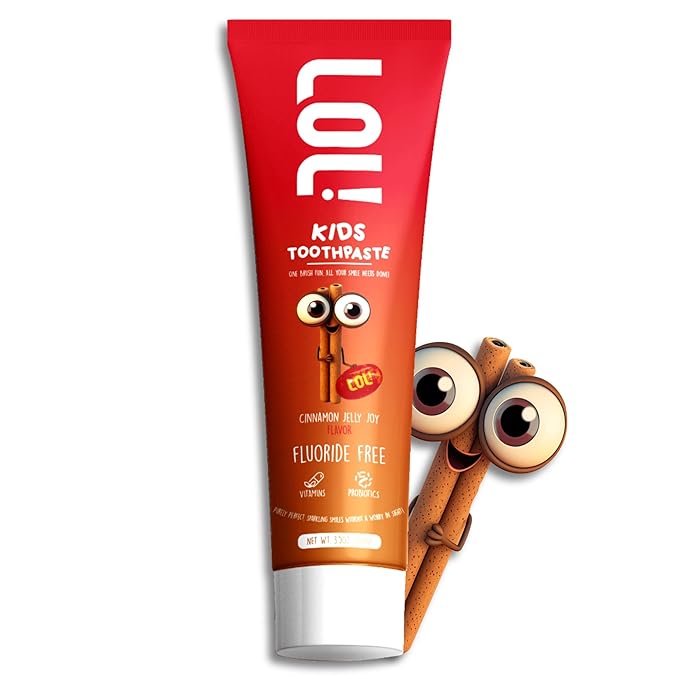 LOL Toddler Toothpaste, Nano Hydroxyapatite Toothpaste, Probiotics, Vitamins, Xylitol Tooth Paste Kids | Remineralizing | Natural | Plant-Based Foam | Pasta De Dientes para Niños (Cinnamon)-Ruum Studio Home