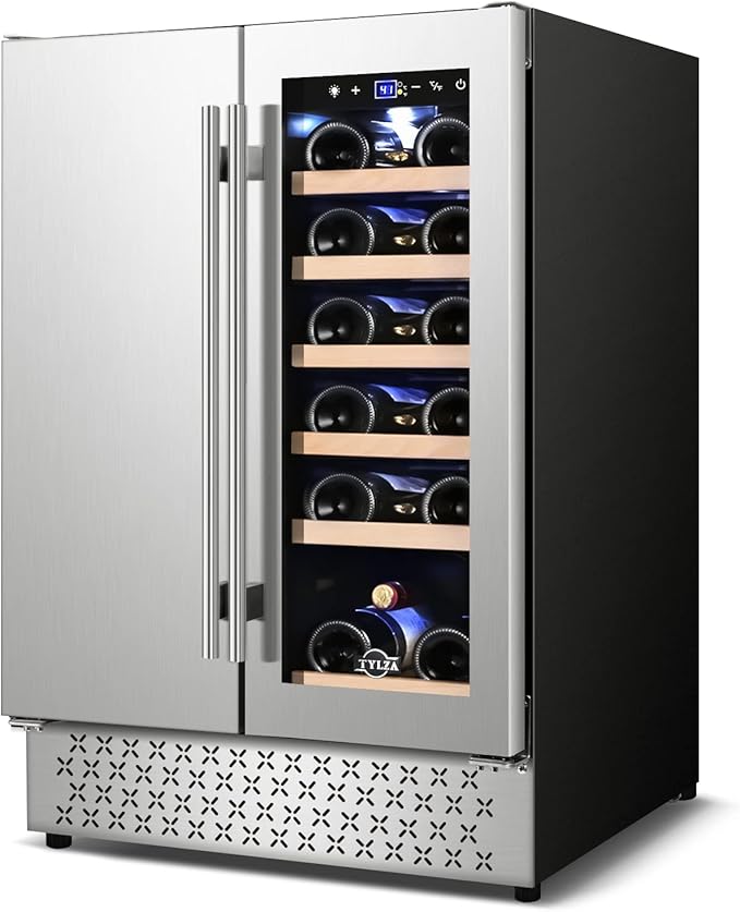 Tylza Wine and Beverage Refrigerator, 24 inch Dual Zone Wine Beverage Cooler Built-in and Freestanding, with Seamless Stainless Steel Door Quick Cooling Under Counter Beer Wine refrigerator-Ruum Studio Home