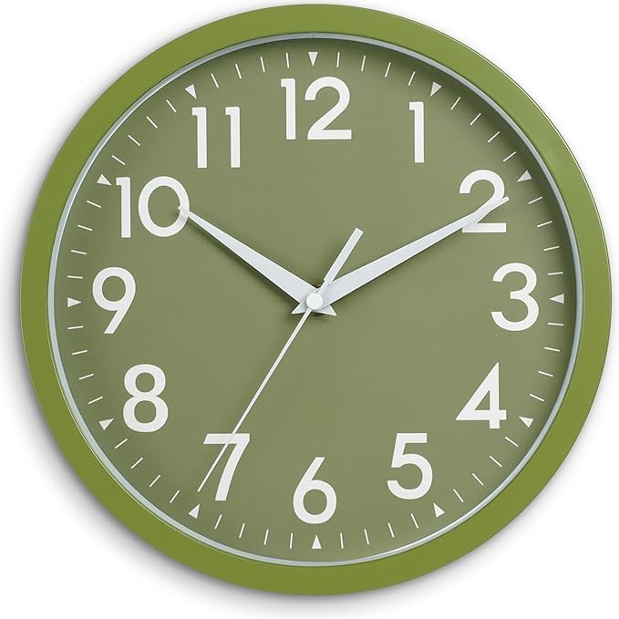 Wall Clock Small Analog 8 Inch Silent Non Ticking Battery Operated Modern Simple Decorative for Kitchen Office Bedroom Bathroom Living Room(Olive Green)-Ruum Studio Home