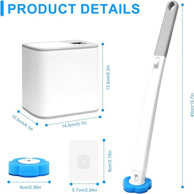 Disposable Toilet Brush with Holder, Disposable Toilet Cleaning System with 36 Refills, Toilet Wand Kit for Bathroom Toilet Cleaning (Disposable Toilet Brush)-Ruum Studio Home