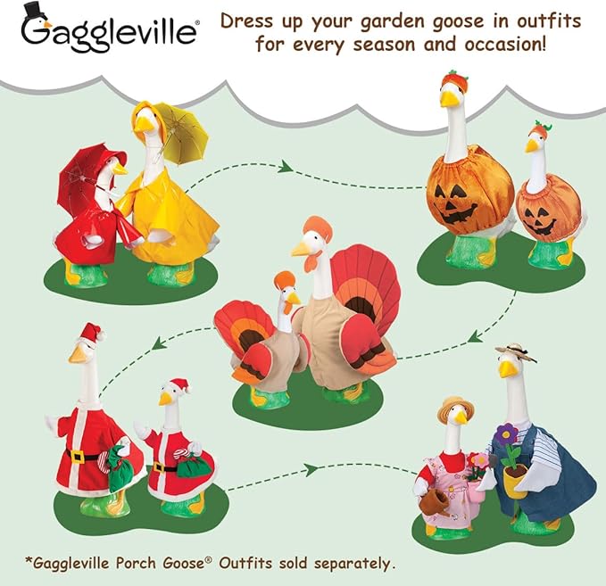 Fox Valley Traders Gaggleville Porch Goose Bundle Goose and Baby Statue – Charming Outdoor Decorative Figurine for Garden, Patio, or Entryway Accent-Ruum Studio Home