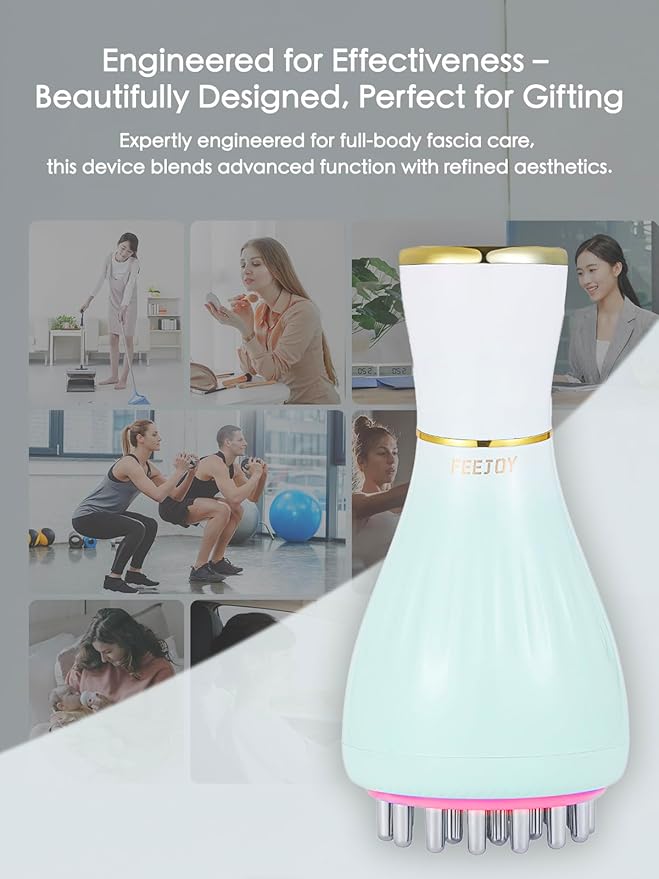 Lymphatic Drainage Massager & Massage Tool with Cellulite Oil, Body Sculpting Machine & Fascia Blaster for Cellulite with Microcurrent, Light, Heat & Vibration, for Legs, Arms & Belly-Ruum Studio Home