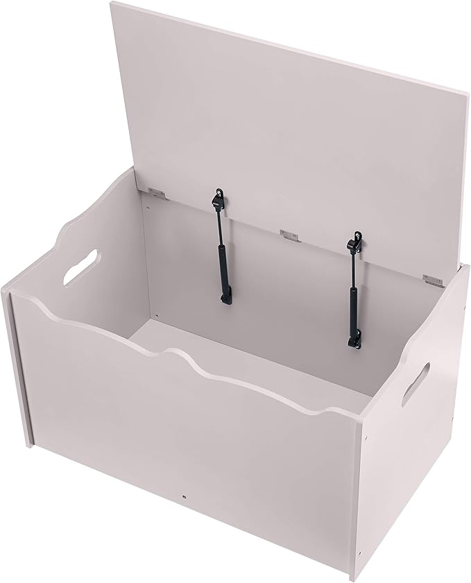 Amazon Basics Kids Toy Box, Wooden Organizer Storage Chest, Gray, 30" x 18" x 19"-Ruum Studio Home