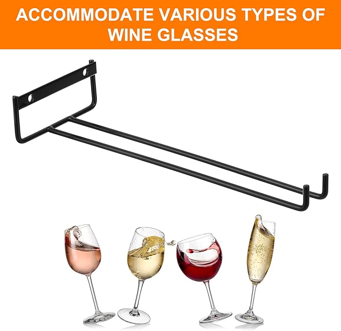 Uxcell 5-Pack Black Iron Wine Glass Rack, 11.02" Hanging Stemware Holder, Under Cabinet & Wall Mountable, Perfect for Kitchens & Bars-Ruum Studio Home