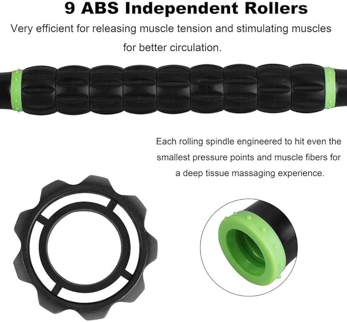 Yansyi Muscle Roller Stick for Athletes - Body Massage Roller Stick - Release Myofascial Trigger Points Reduce Muscle Soreness Tightness Leg Cramps & Back Pain for Physical Therapy & Recovery (Black)-Ruum Studio Home