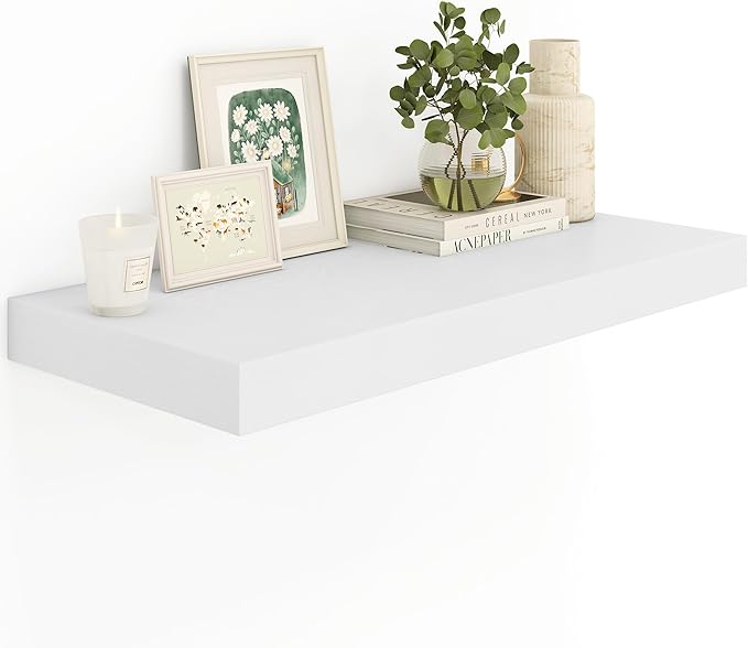 12" Deep White Floating Shelves,Over Toilet Long Wall Mounted Modern Farmhouse 36 inches,Wall Shelves with Invisible Brackets for Bedroom, Bathroom, Living Room, Kitchen, Set of 1-Ruum Studio Home