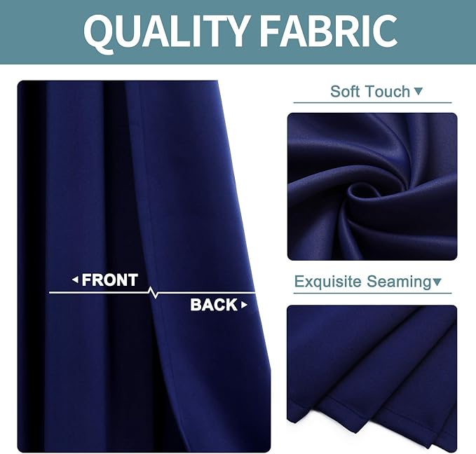 ChrisDowa Grommet Blackout Curtains for Bedroom and Living Room - 2 Panels Set Thermal Insulated Room Darkening Curtains (Navy Blue, 52W x 54L)-Ruum Studio Home