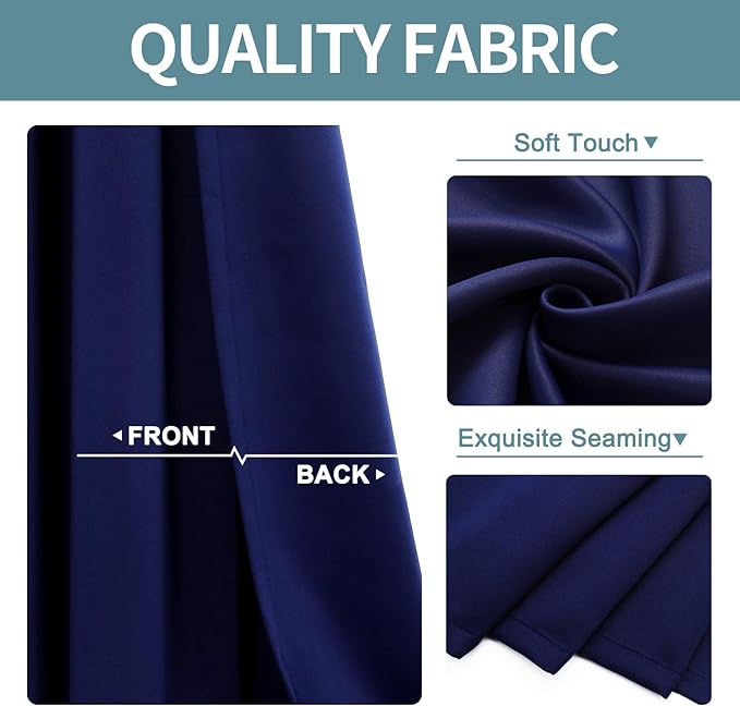 ChrisDowa Grommet Blackout Curtains for Bedroom and Living Room - 2 Panels Set Thermal Insulated Room Darkening Curtains (Navy Blue, 52W x 95L )in-Ruum Studio Home
