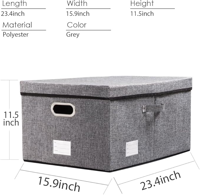 PRANDOM Storage Bins with Lids [3-Pack] Linen Fabric Foldable Storage Boxes Organizer Containers Baskets Cube with Cover (23.4X15.9X11.5) For 6+ Year Old Boys and Girls-Ruum Studio Home