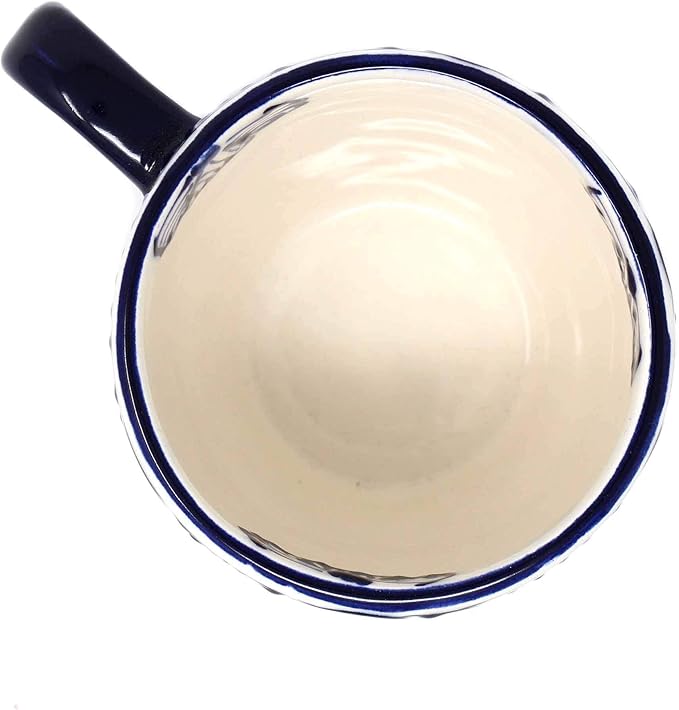 Encantada Handmade Hand-Painted Authentic Mexican Pottery Mugs (1-Pack, Cobalt Blue Flower)-Ruum Studio Home