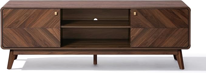LuxenHome Mid Century Modern TV Stand, 63" TV Stands for Living Room for TVs up to 65", Entertainment Center with Storage, Wood TV Console with Tapered Legs, Television Stands-Ruum Studio Home