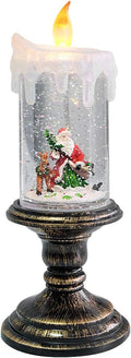 Eldnacele Battery Operated Lighted Flameless Candles Christmas Snow Globe Candle Light Swirling Water Glittering Spinning Candles for Home Decoration(Santa)-Ruum Studio Home