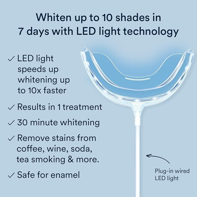 Auraglow Teeth Whitening Kit, Wired LED Accelerator Light, 35% Carbamide Peroxide Teeth Whitening Gel, 12 Whitening Treatments, Whitens up to 10 Shades in 7 Days-Ruum Studio Home