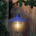 pearlstar Solar Lantern Outdoor Hanging Light Metal Farmhouse Solar Lamp with Warm White Edison Bulb Design for Garden Yard Patio Proch Decor(Blue)-Ruum Studio Home