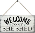 Welcome To My She Shed Decor Sign, Printed Wood Wall Art Sign, Funny Bar Signs for She Shed Room Decor, Hanging Wood Sign Home Decorative, Rustic Farmhouse Welcome Wood Sign Decor Wall Art 12x6 in-Ruum Studio Home