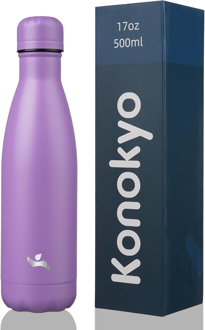 Insulated Water Bottles,17 oz Double Wall Stainless Steel Vacumm Metal Flask for Sports Travel,Lavender-Ruum Studio Home