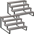 YINMIT Wooden Display Riser Stand, Tiered Perfume and Cologne Organizer Stand, 4 Tier Spice Rack Organizer, Rustic Display Shelf for Candles (4 Tier,2Pack,Grey)-Ruum Studio Home