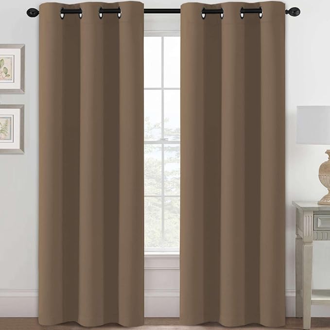 H.VERSAILTEX Blackout Curtains for Bedroom Thermal Insulated Room Darkening Living Room Curtains 84 Inch Long Grommet Privacy Protection Window Curtain Panels/Drapes for Nursery, 2 Panels, Macchiato-Ruum Studio Home