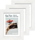 5x7 Picture Frame 3 Pack - White Woodgrain, Solid Wood & HD Tempered Glass, Table Display or Wall Hanging-Ruum Studio Home