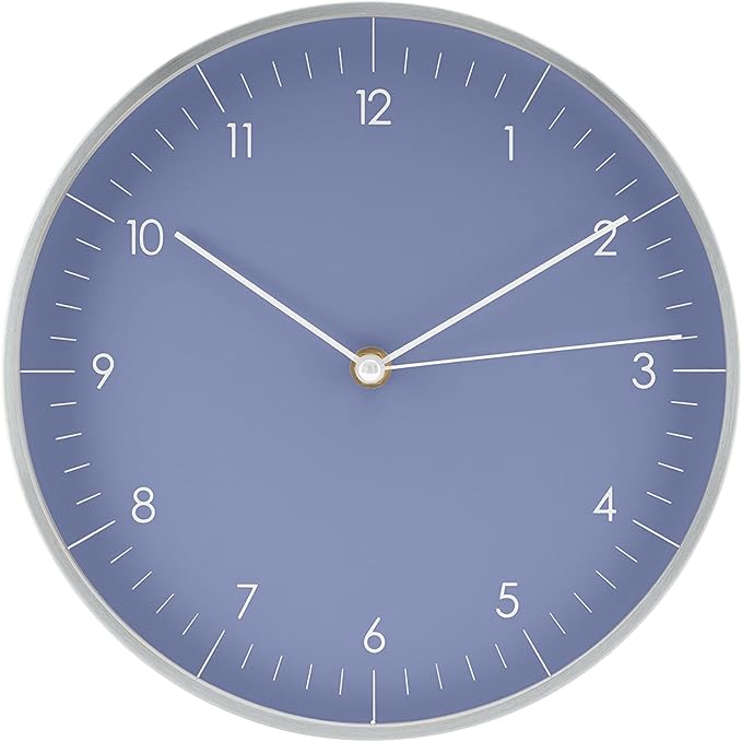 LUUK LIFESTYLE Minimalist Wall Clock with Silent Movement, no Ticking, Modern Design, Kitchen Clock, Decoration and Gift idea, in Blue and Silver-Ruum Studio Home